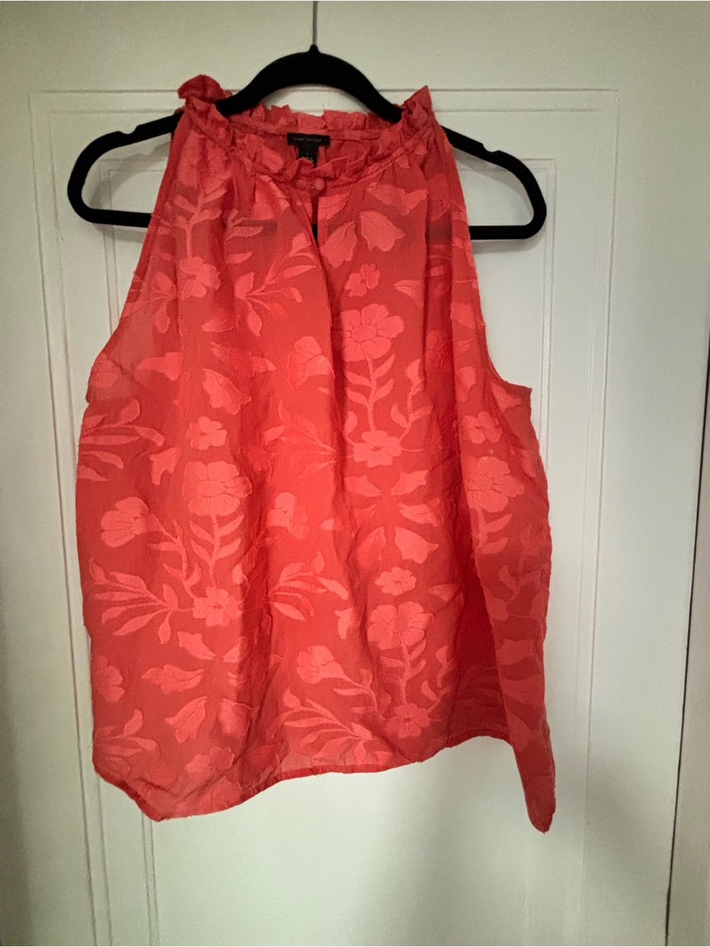 Sleeveless Floral Halter Top in Coral